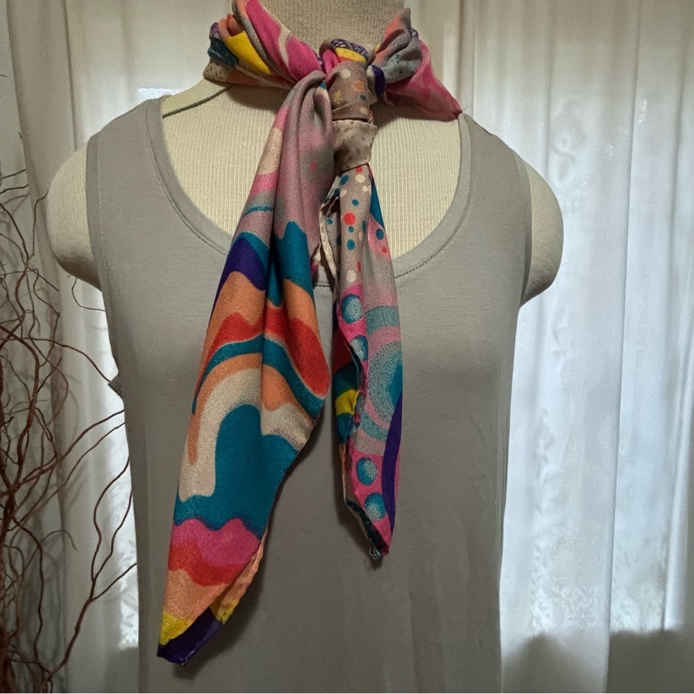 1970's nik-nik Scarf~Psychedelic Pattern~Designed in Paris~printed in Italy - Picture 10 of 11